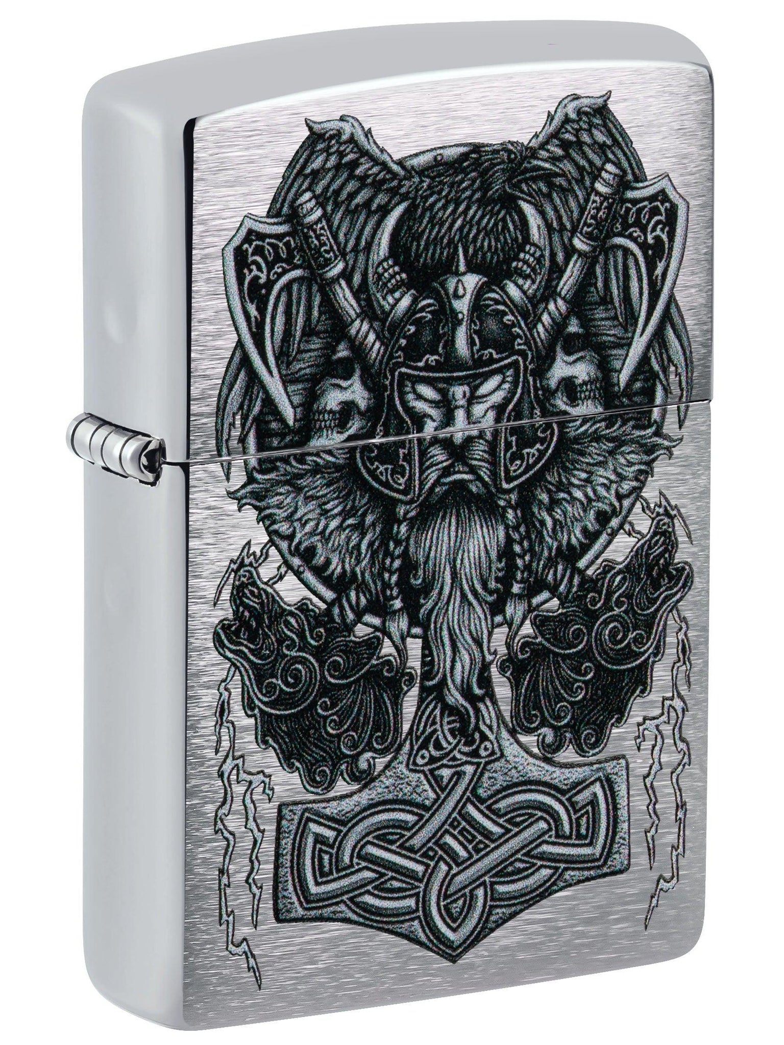 Zippo Lighter: Viking Design - Brushed Chrome 49777