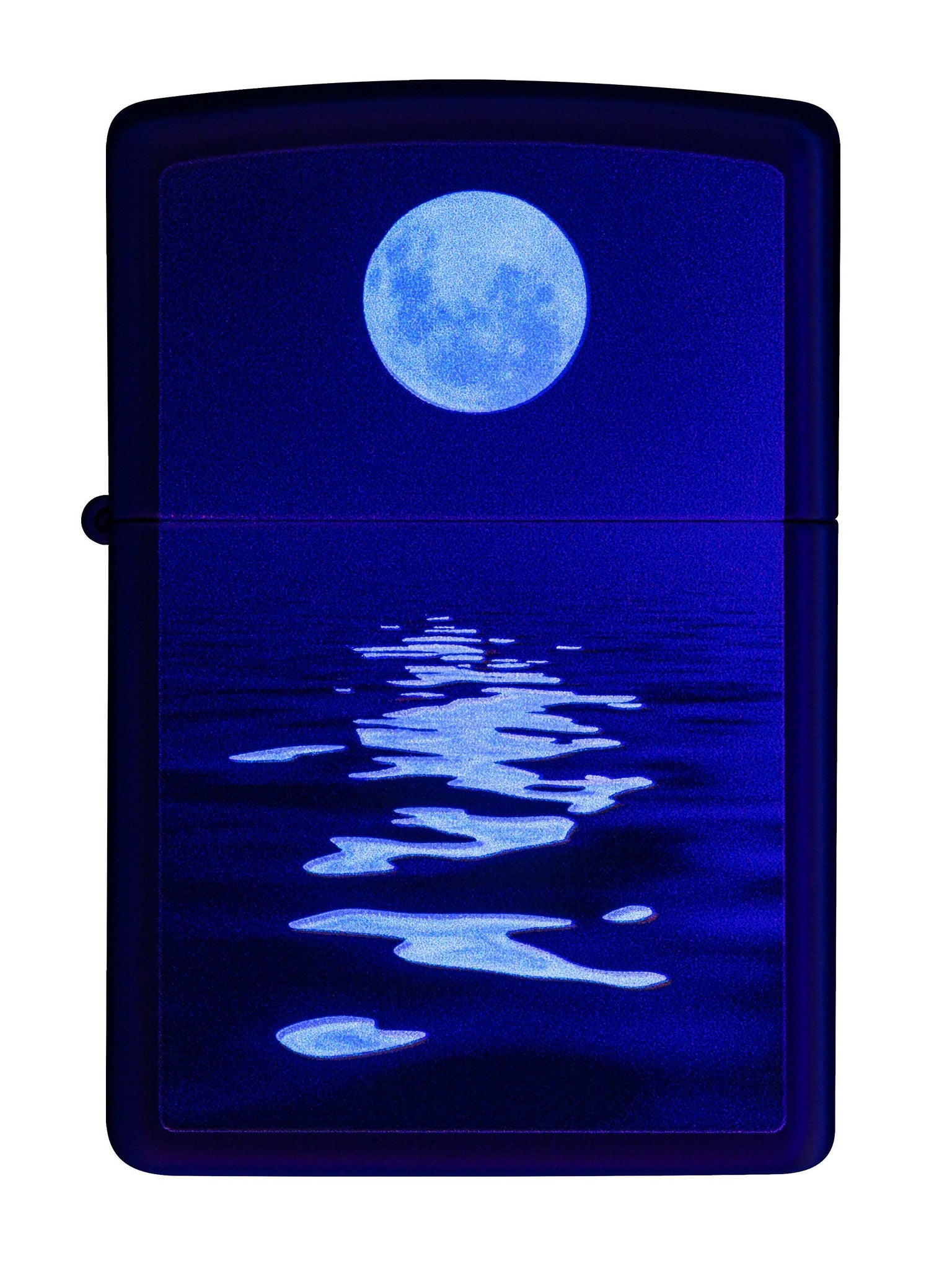 Zippo Lighter: Moon Light Design, Black Light - Black Matte 49810
