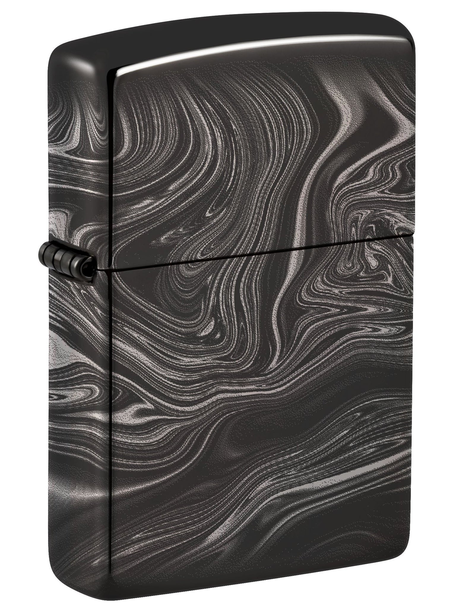 Zippo Lighter: Marble Pattern - High Polish Black 49812