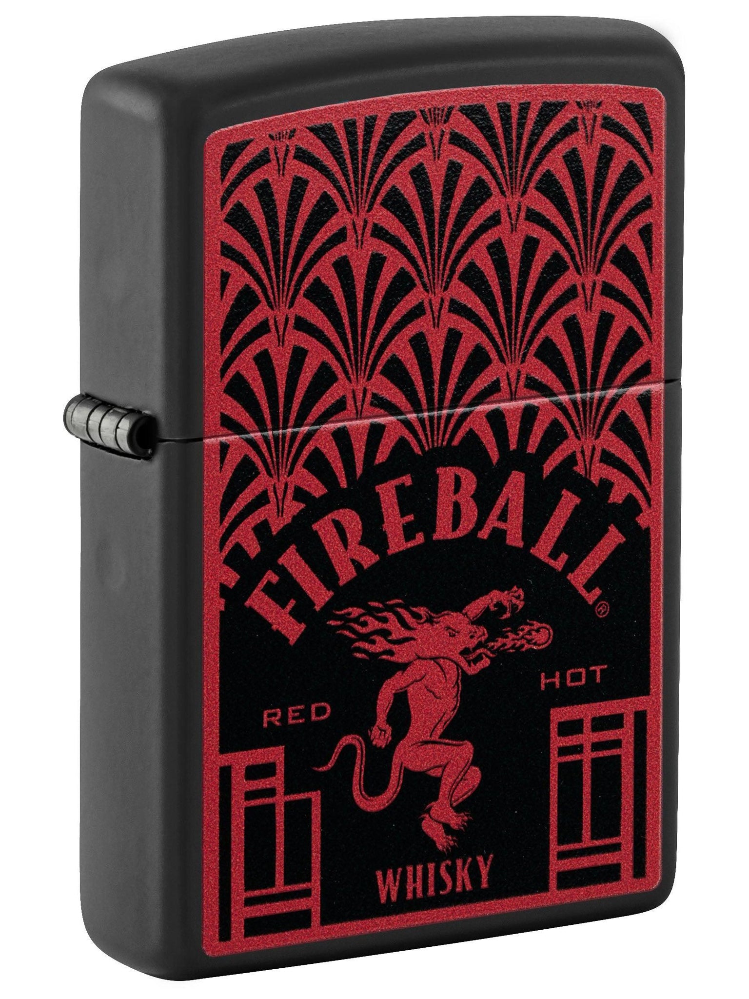 Zippo Lighter: Fireball Logo Design - Black Matte 49815