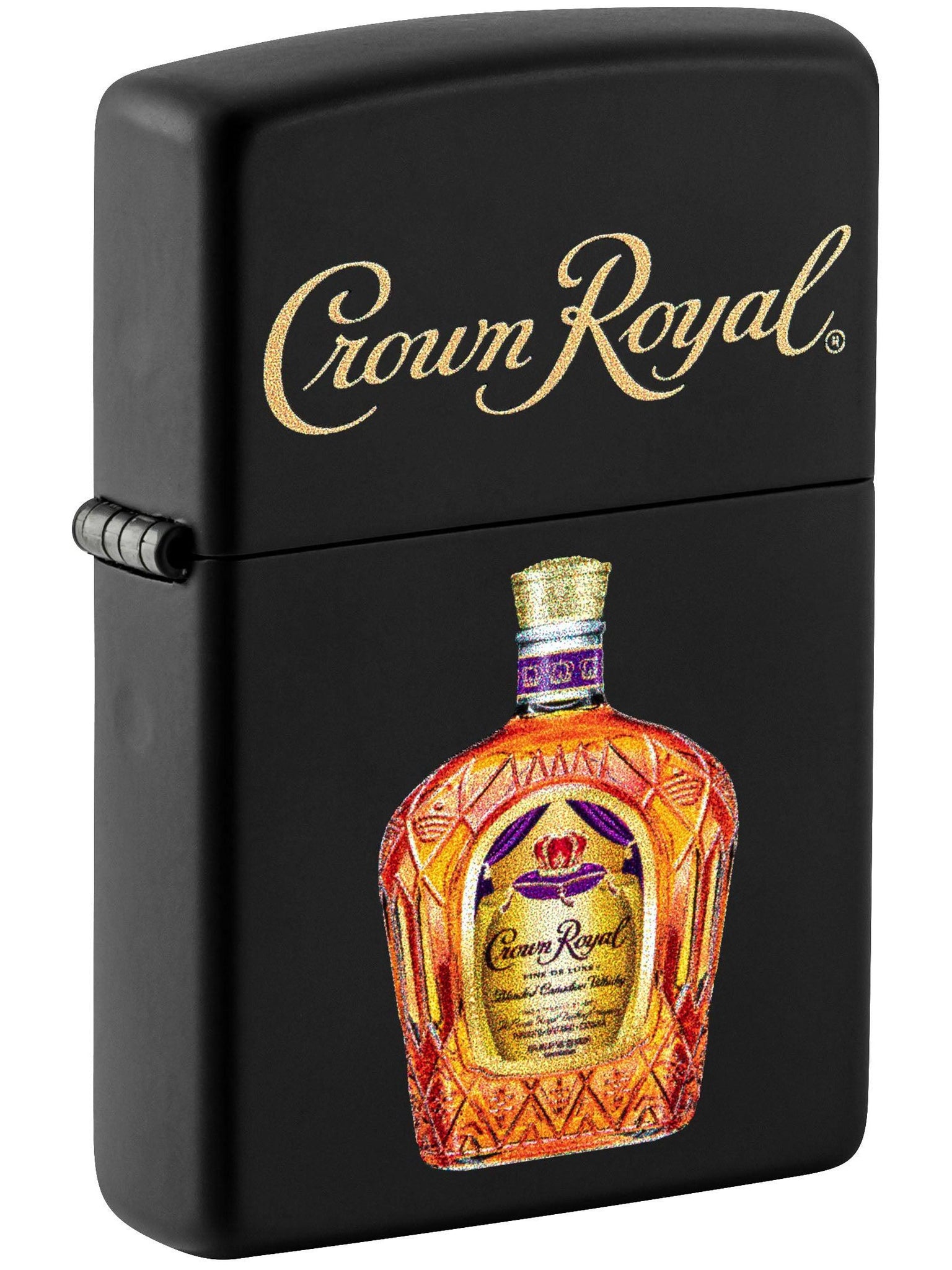 Zippo Lighter: Crown Royal Logo and Bottle - Black Matte 49820