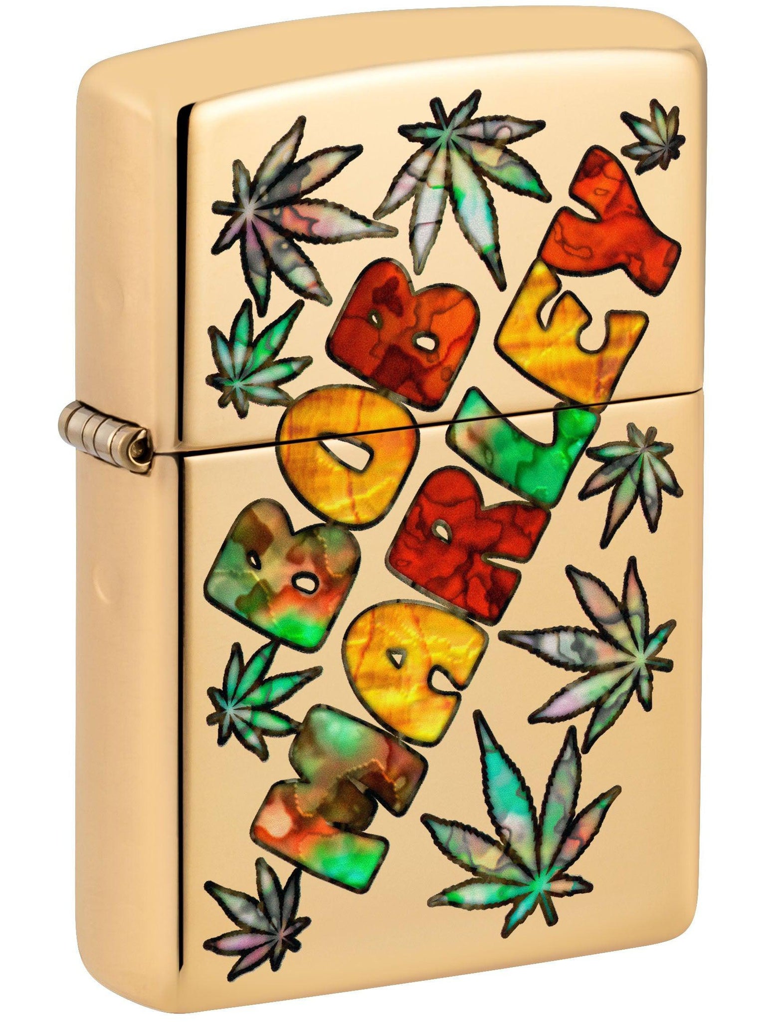 Zippo Lighter: Fusion Bob Marley with Weed Leaves - High Polish Brass 49835