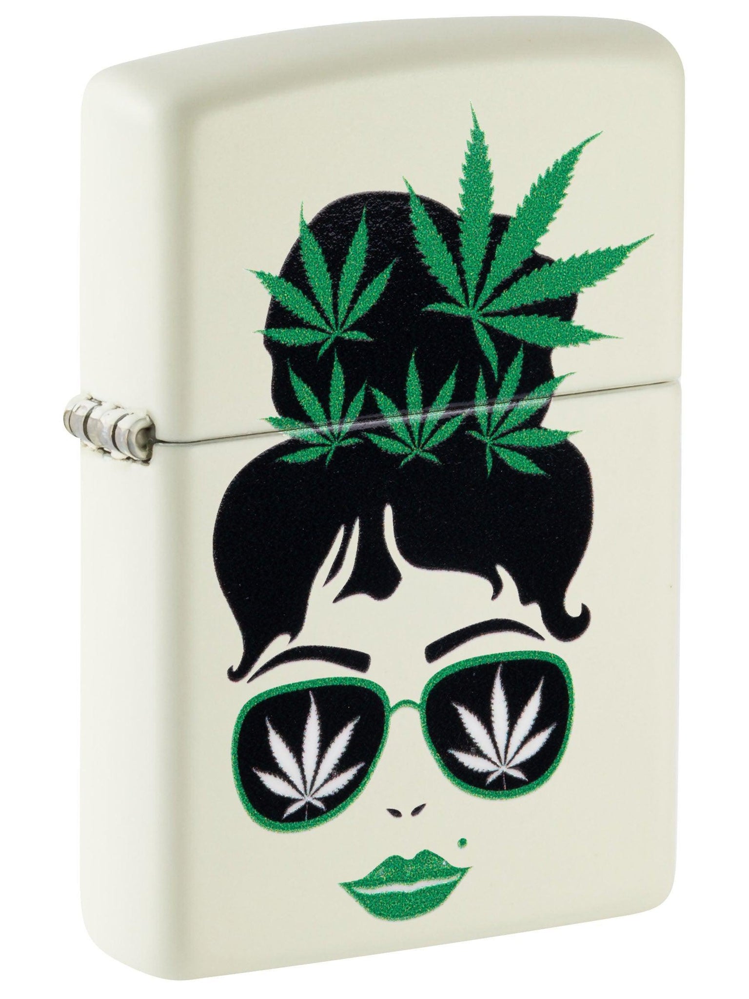 Zippo Lighter: Lady with Weed Leaves - Glow in the Dark 49837