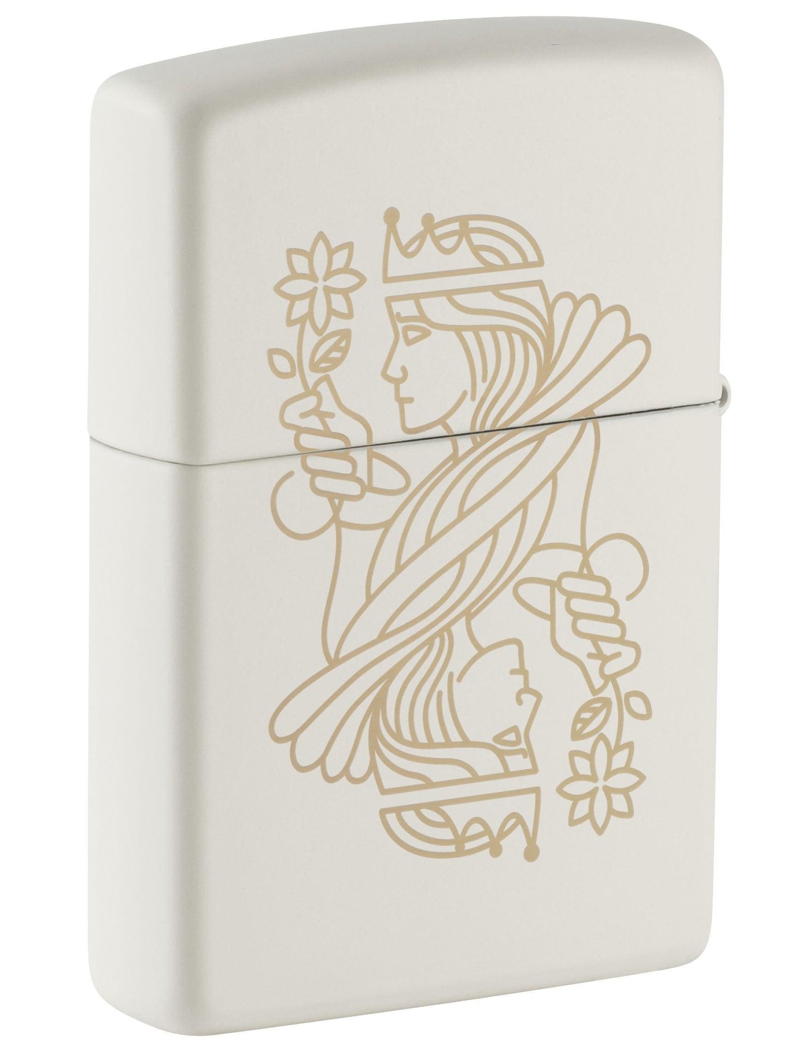 Zippo Lighter: King and Queen, Engraved - White Matte 49847