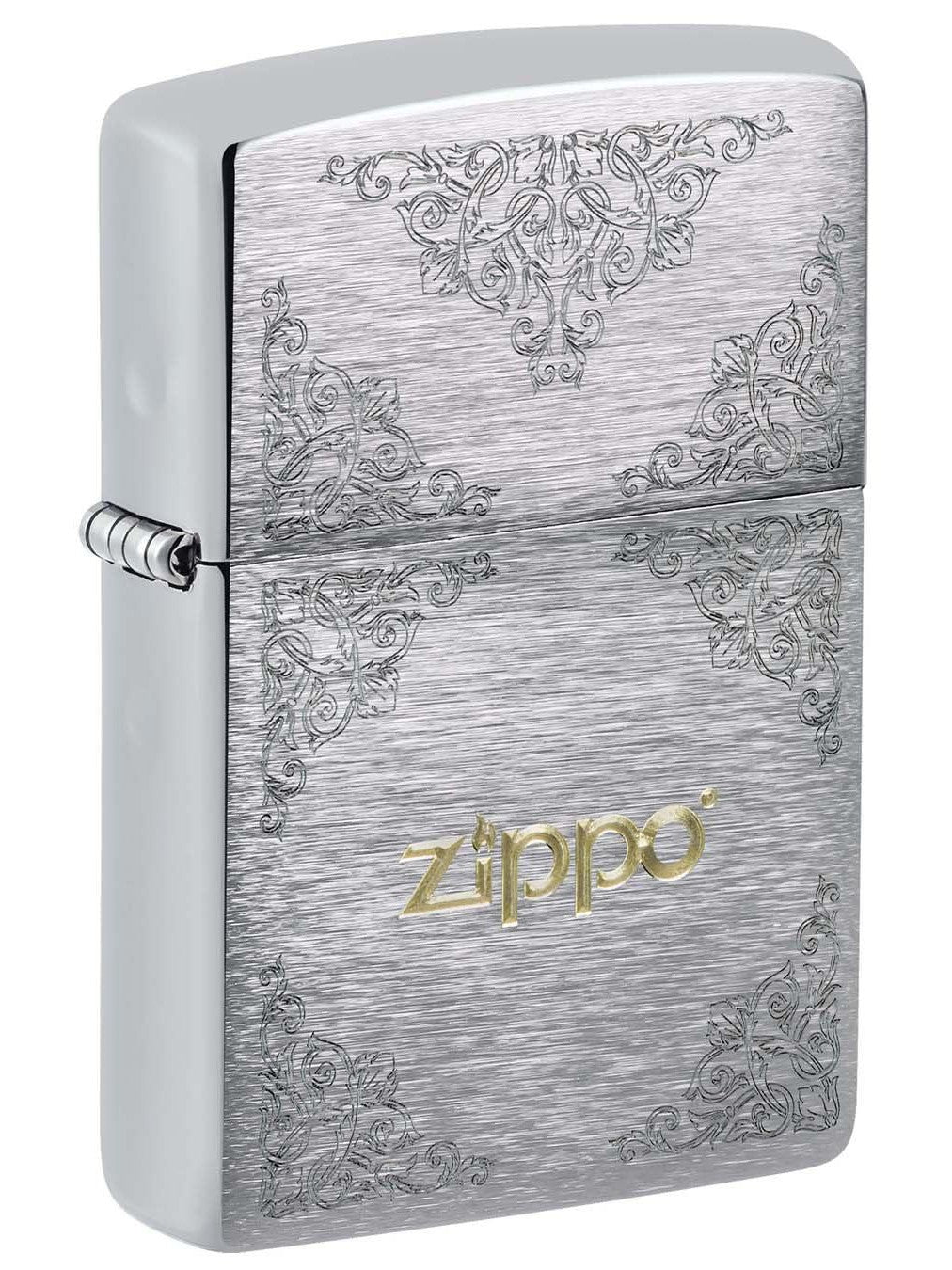 Zippo Lighter: Zippo Logo Filigree - Brushed Chrome 49878