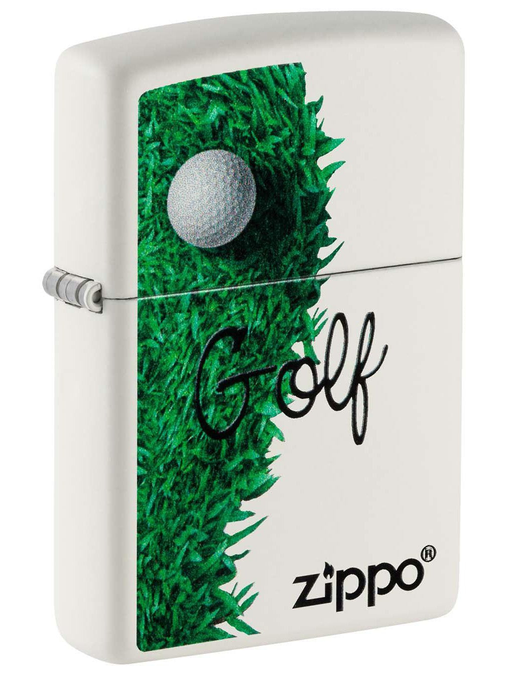 Zippo Lighter: Golf Ball and Grass - White Matte 49900