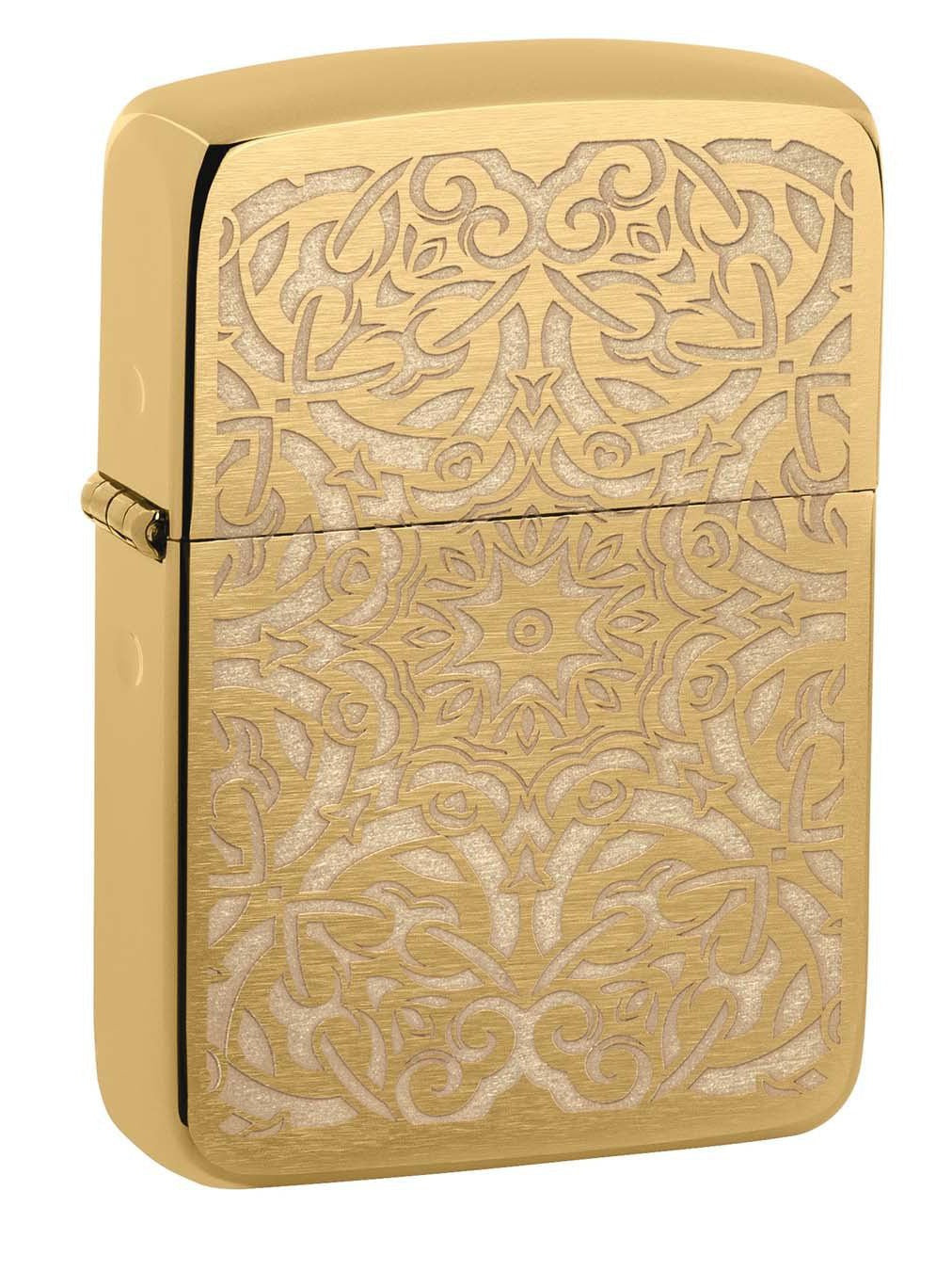 Zippo Lighter: Ornamental Filigree Pattern - Brushed Brass 49938