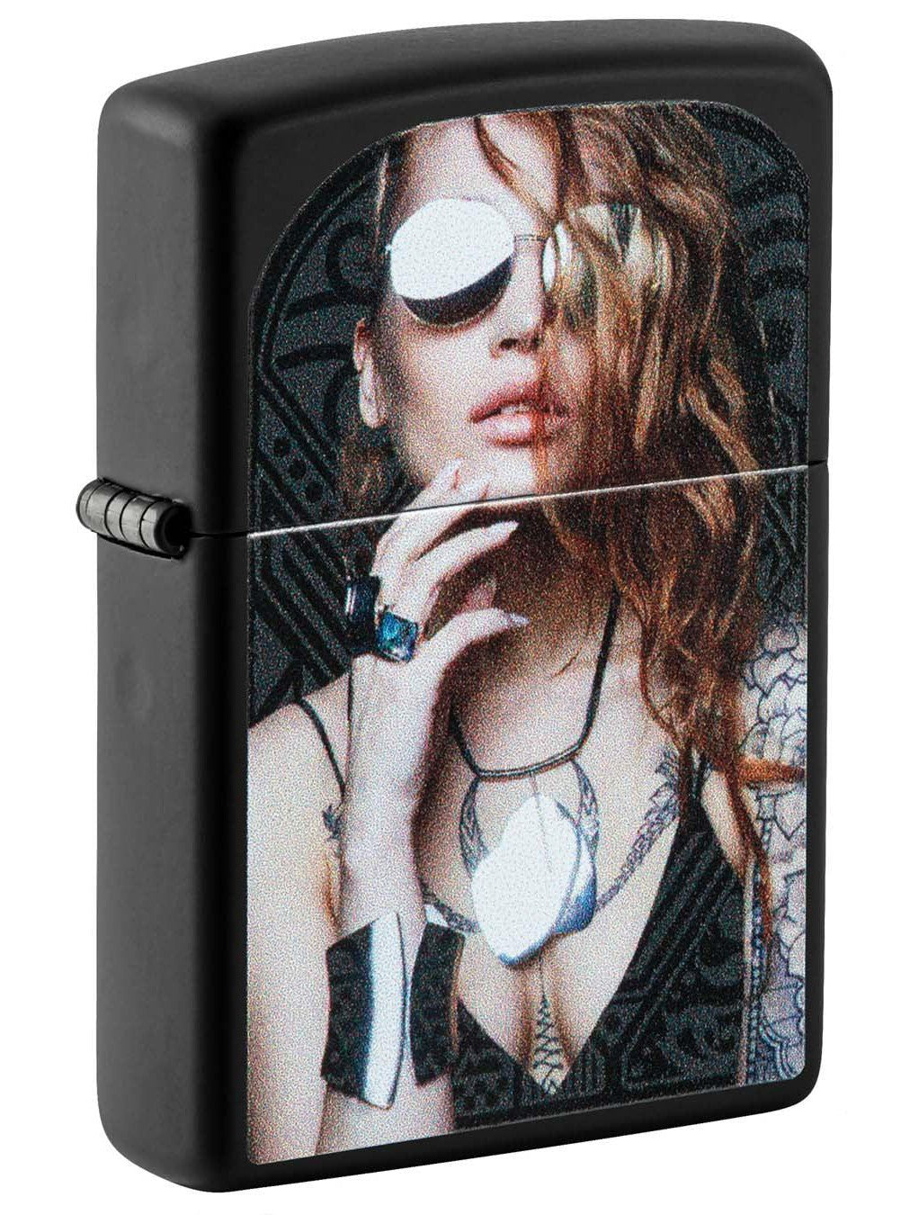 Zippo Lighter: Tattoo Woman - Black Matte 49981