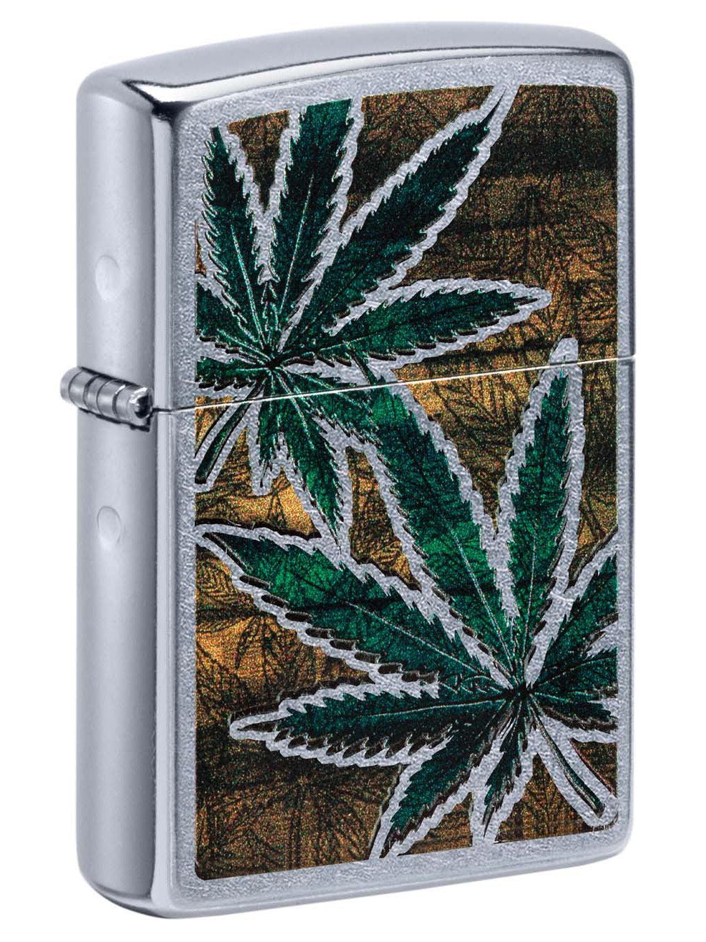 Zippo Lighter: Weed Leaf Design - Street Chrome 61007