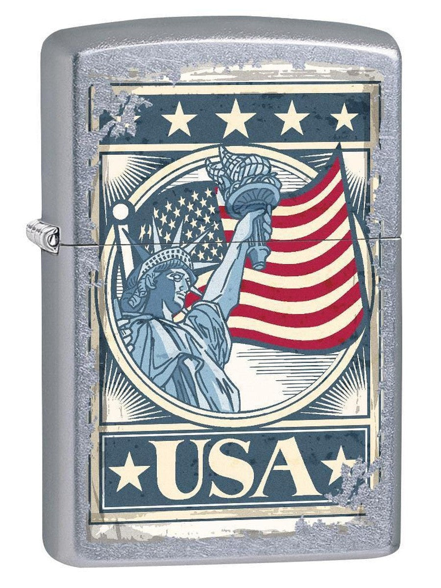 Zippo Lighter: Liberty Flag - Street Chrome 75666 (1975568990323)
