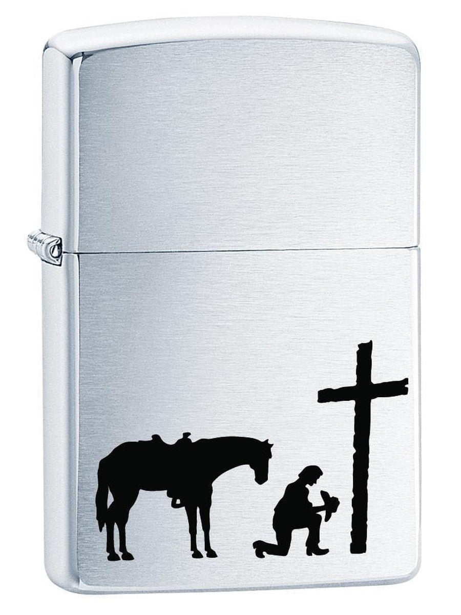 Zippo Lighter: Praying Cowboy - Brushed Chrome 75744 (1975570301043)