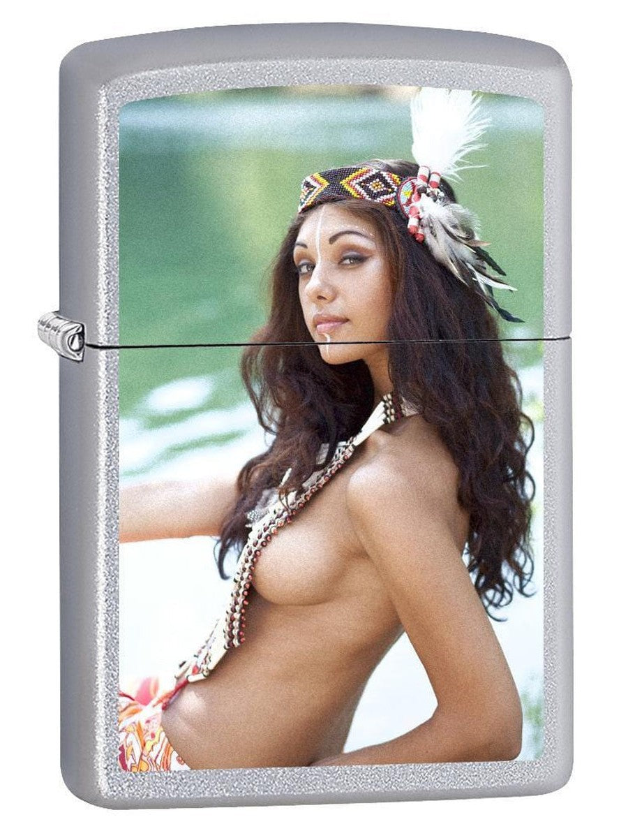 Zippo Lighter: Pocahontas #1 - Satin Chrome 75975 (1975573741683)