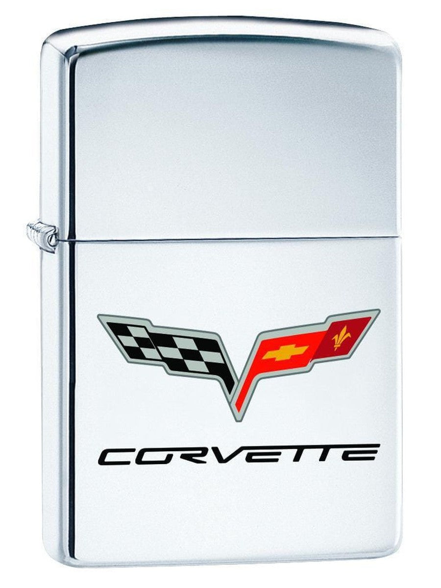 Zippo Lighter: Chevy Corvette Logo - High Polish Chrome 76485 - Gear Exec (1975581180019)