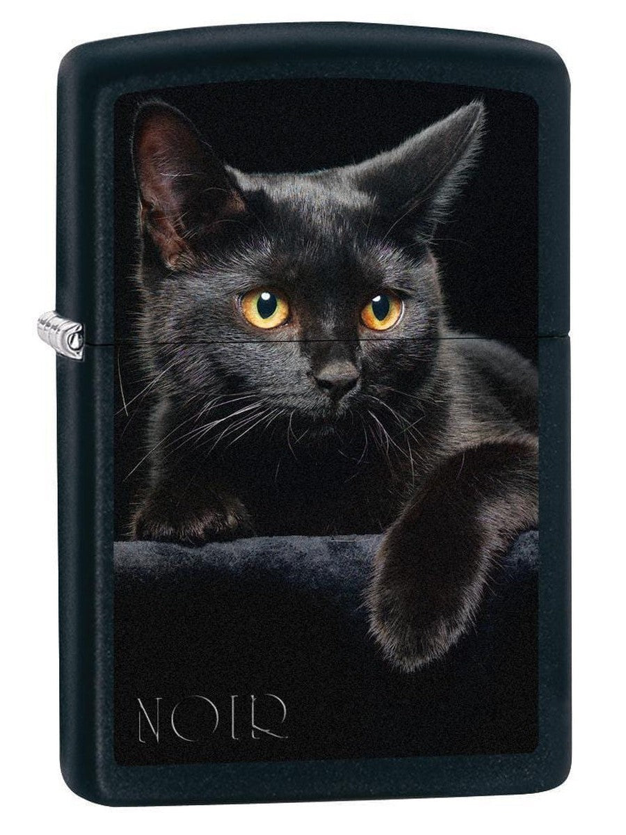 Zippo Lighter: Black Cat - Black Matte 76491 - Gear Exec (1975581245555)