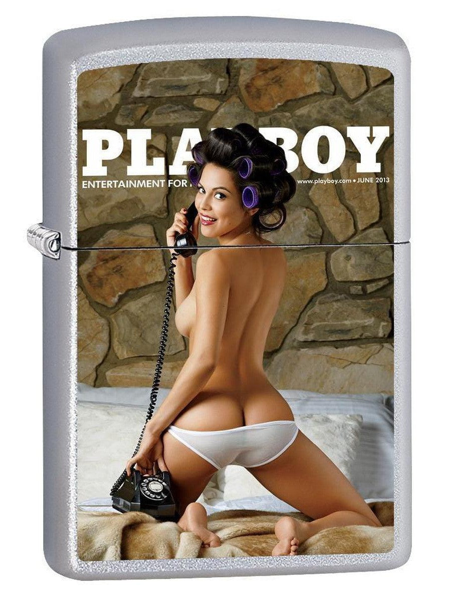 Zippo Lighter: Playboy Cover, June 2013 - Satin Chrome 76677 (1975583899763)