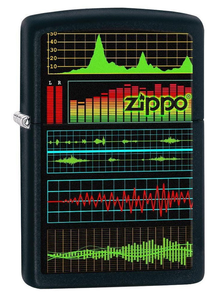 Zippo Lighter: Music Waves - Black Matte 76884 (1975587012723)