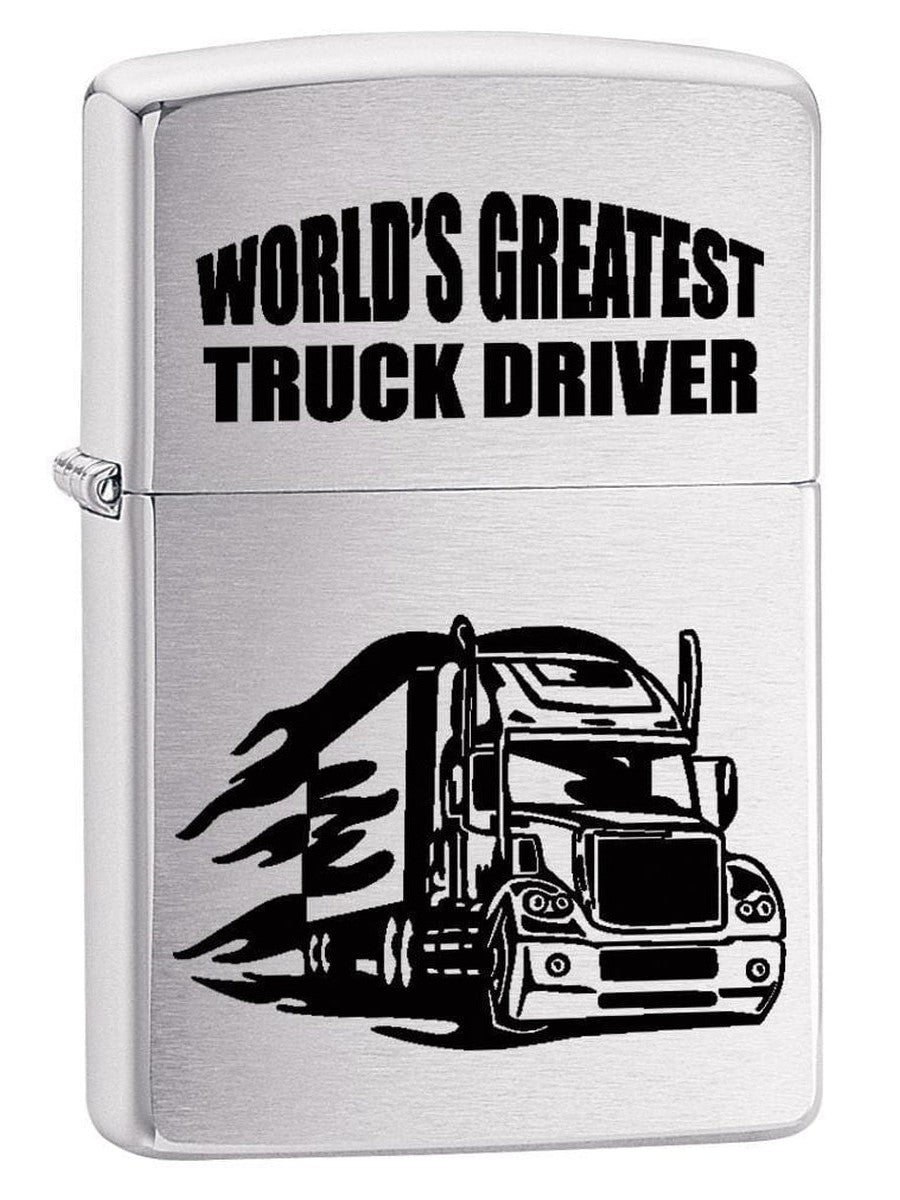 Zippo Lighter: World's Greatest Truck Driver - Brushed Chrome 76968 (1975588421747)