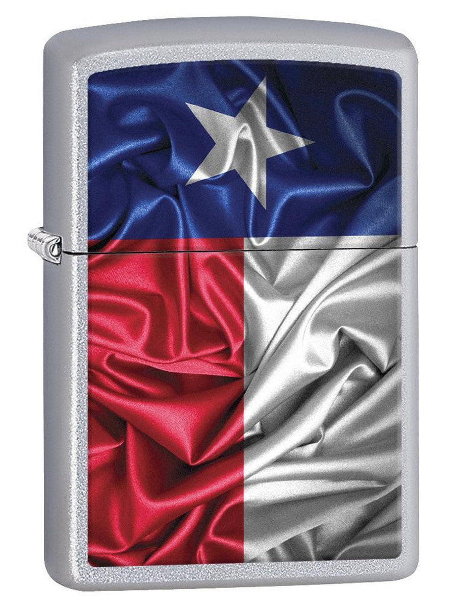 Zippo Lighter: Texas State Flag - Satin Chrome 77010 (1975588913267)