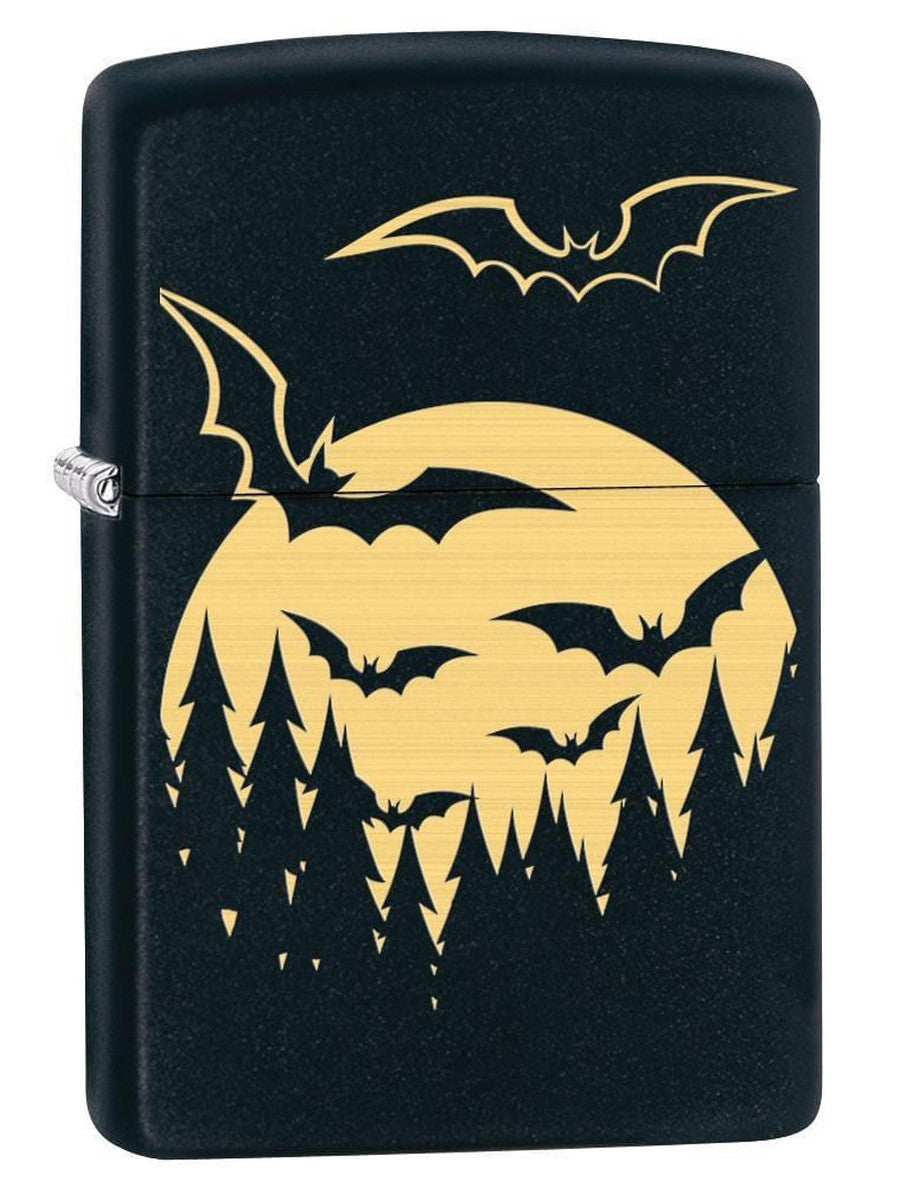Zippo Lighter: Bats and Full Moon, Engraved - Black Matte 78054 - Gear Exec (1975603527795)