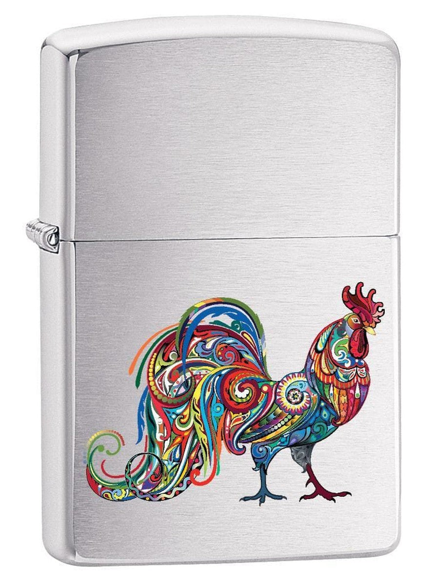 Zippo Lighter: Colorful Rooster - Brushed Chrome 78096 - Gear Exec (1975604150387)