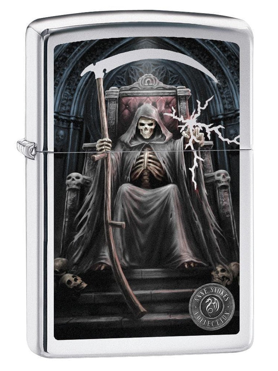 Zippo Lighter: Anne Stokes Grim Reaper - High Polish Chrome 78387 - Gear Exec (1975608410227)