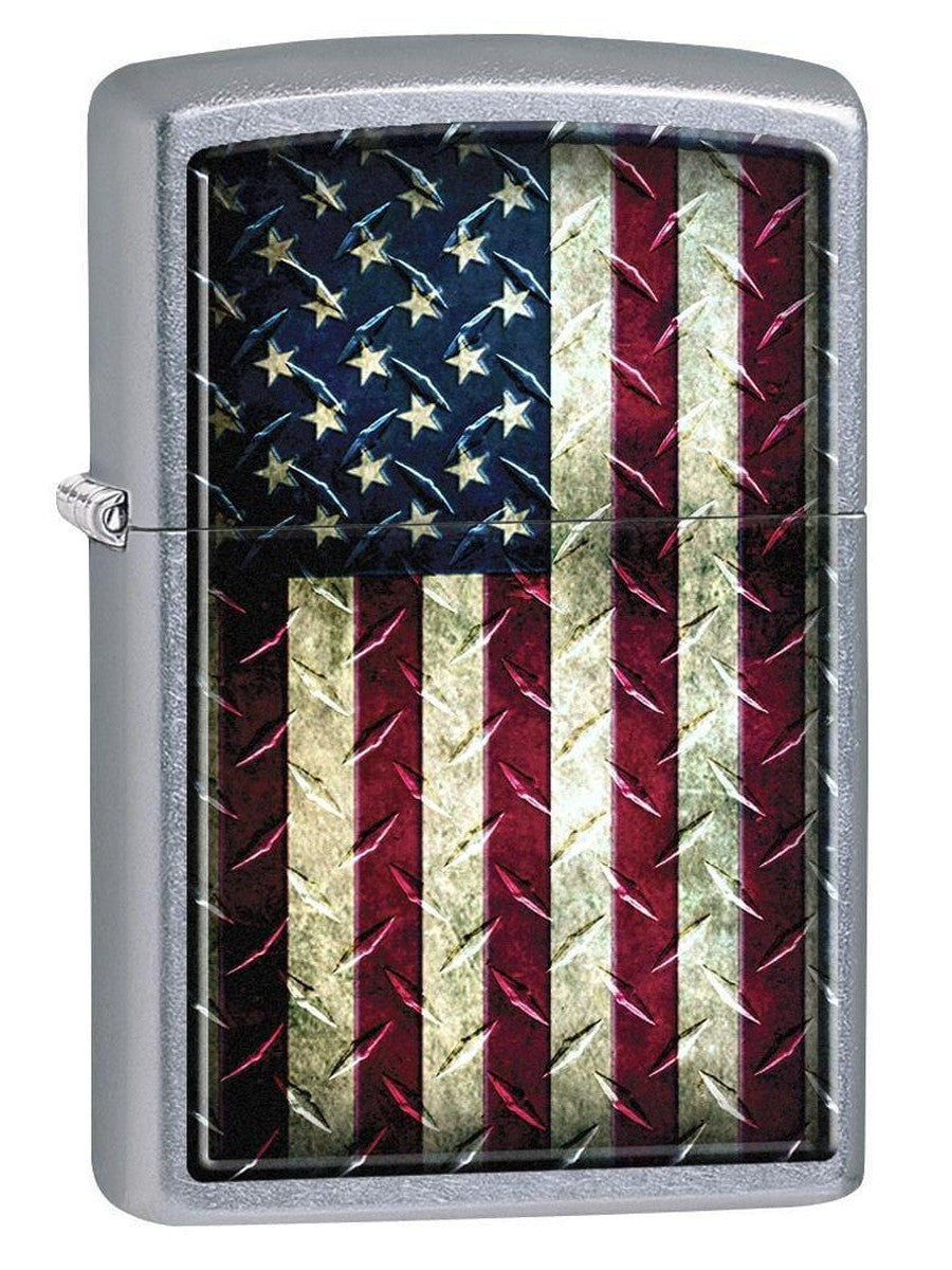 Zippo Lighter: Industrial United States Flag - Street Chrome 78633 - Gear Exec (1975611818099)