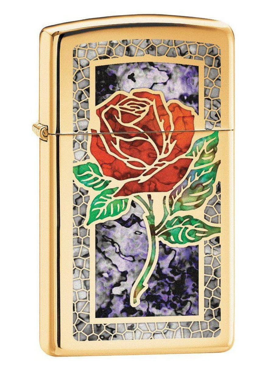 Zippo Lighter: Slim Fusion Rose - High Polish Brass 78750 (1975613587571)