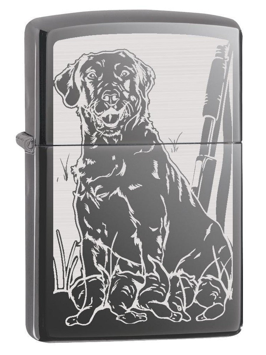 Zippo Lighter: Hunting Dog with Ducks - Black Ice 78807 - Gear Exec (1975614374003)
