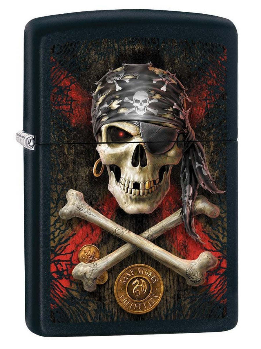Zippo Lighter: Anne Stokes Pirate Skull - Black Matte 78819 - Gear Exec (1975614570611)