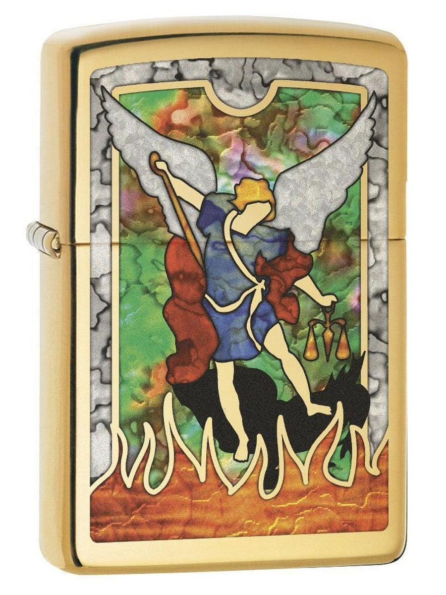 Zippo Lighter: Saint Michael the Archangel, Fusion - High Polish Brass 79107 (1975618764915)
