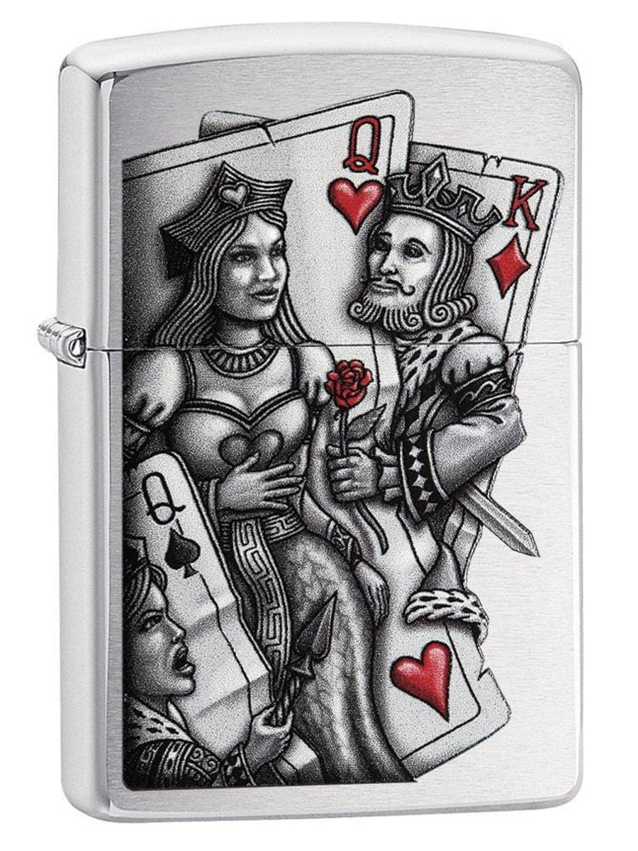 Zippo Lighter: King and Queen - Brushed Chrome 79206 (1975620173939)