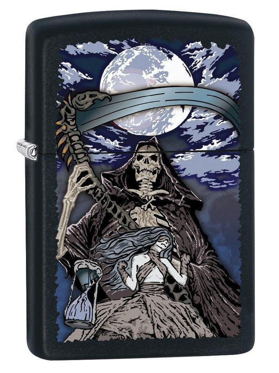 Zippo Lighter: Grim Reaper and Moon - Black Matte 79245 - Gear Exec (1975621025907)