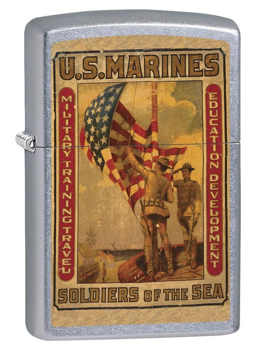 Zippo Lighter: Military Poster, US Marines Soldiers of the Sea - Street Chrome 79362 (1975623647347)