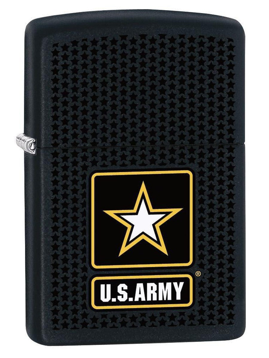 Zippo Lighter: US Army Logo with Stars - Black Matte 79431 (1975624859763)