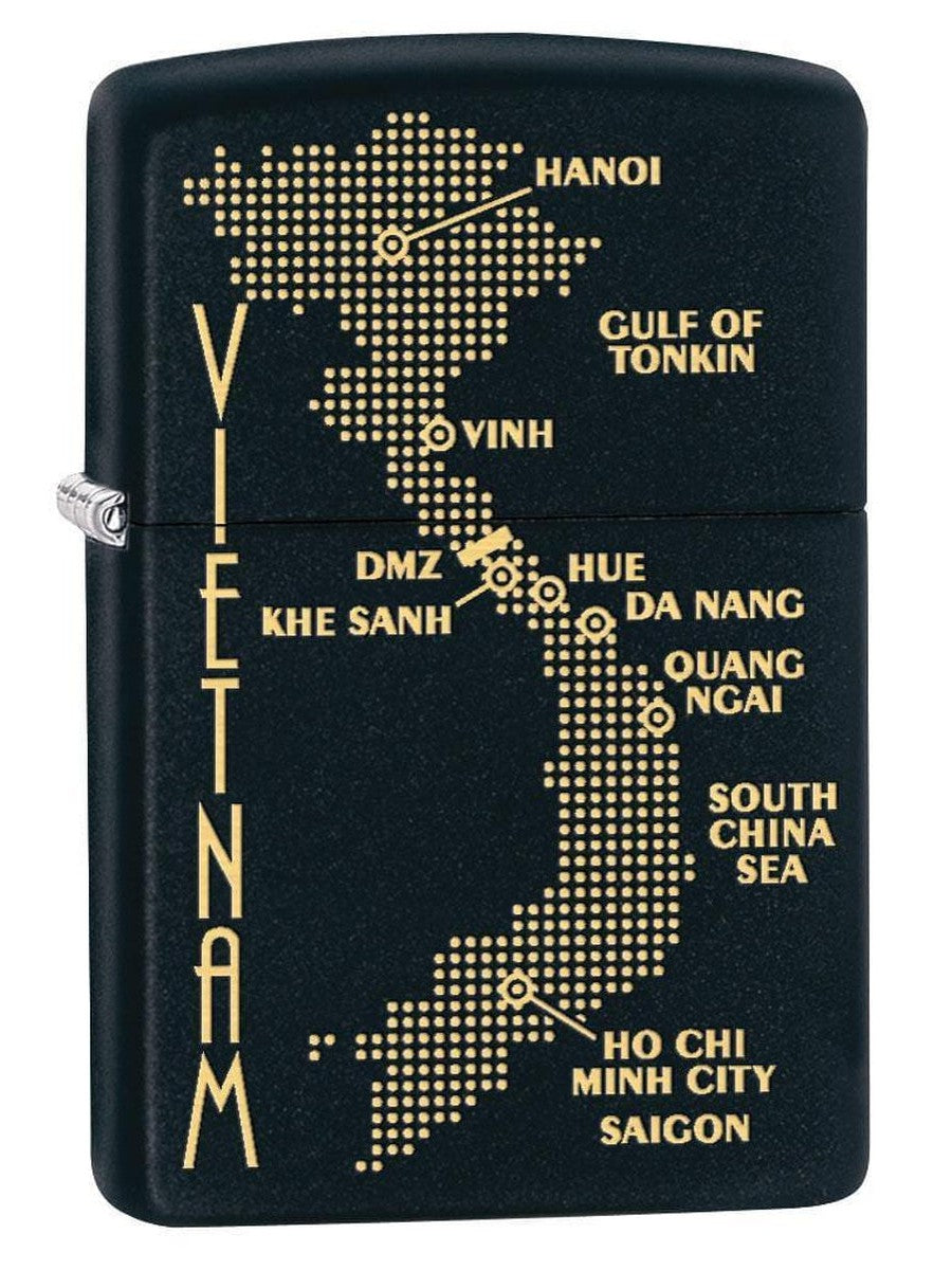 Zippo Lighter: Vietnam War Map - Black Matte 79503 (1975626039411)