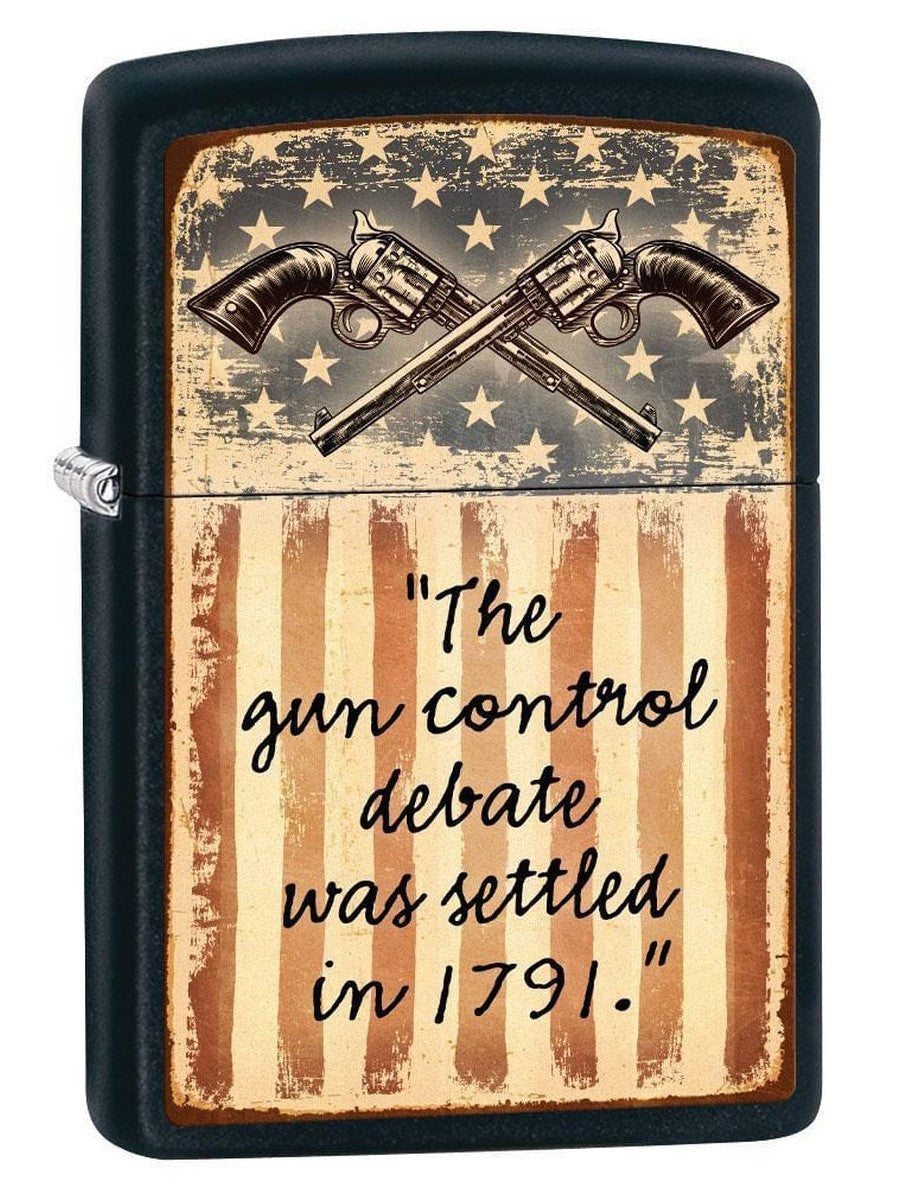 Zippo Lighter: Second Amendment, Gun Debate - Black Matte 79539 (1975626760307)