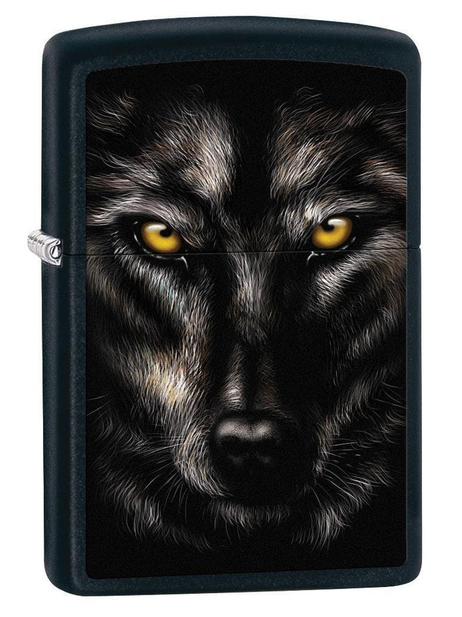 Zippo Lighter: Wolf Face - Black Matte 79578 (1975627513971)