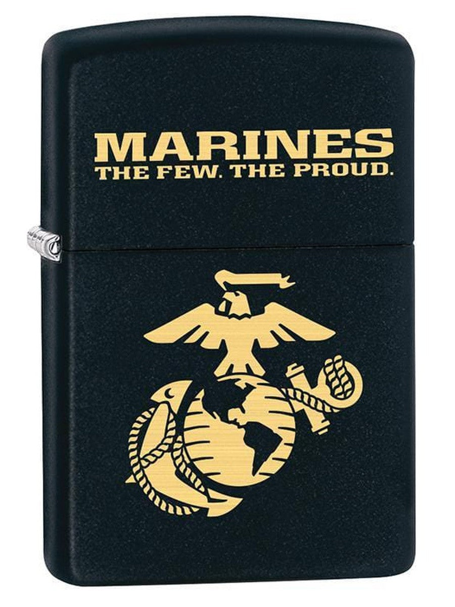 Zippo Lighter: USMC Marine Corps Logo - Black Matte 79707 (1975630168179)