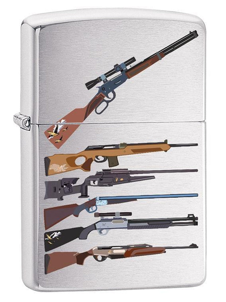 Zippo Lighter: Rifle Designs - Brushed Chrome 79725 (1975630463091)