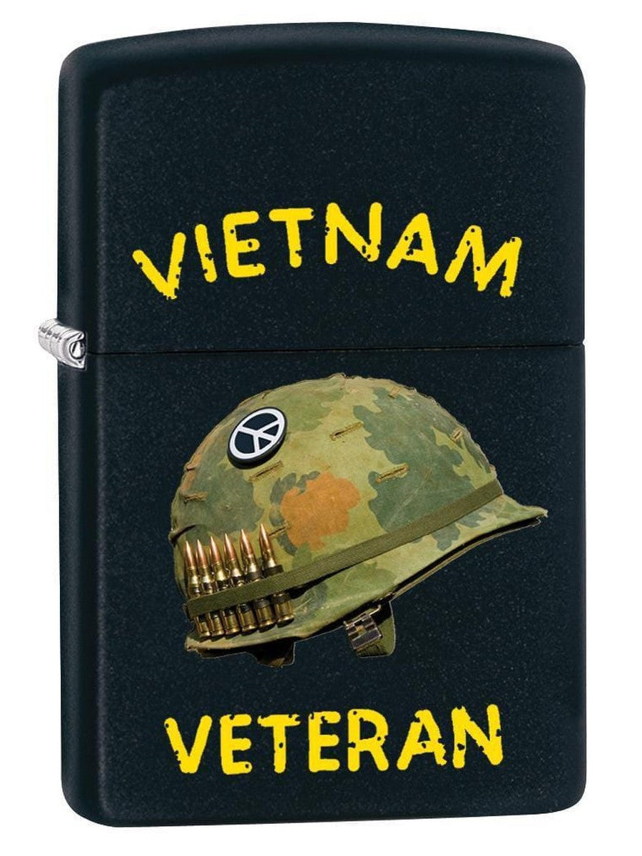 Zippo Lighter: Vietnam Veteran Design - Black Matte 79833 (1975632199795)