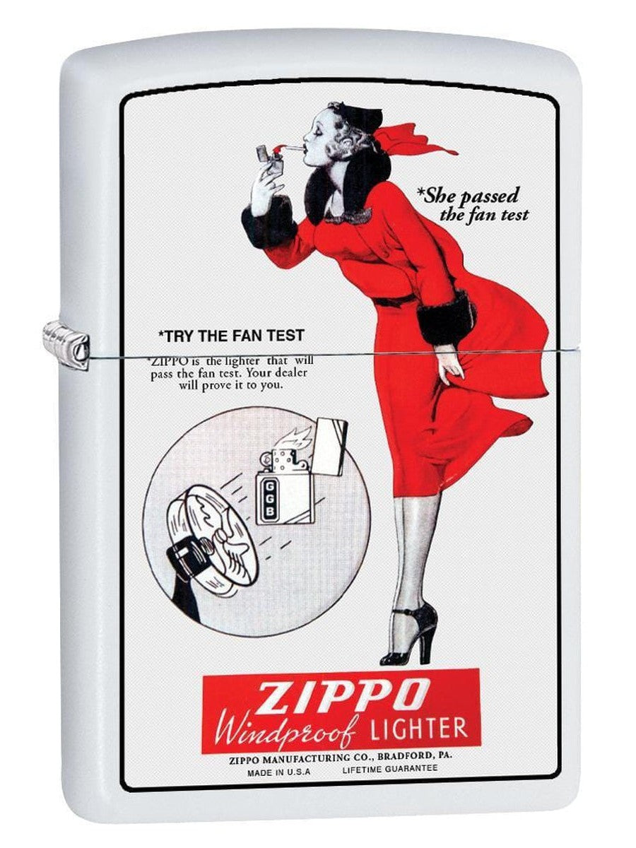 Zippo Lighter: Windy, Zippo Fan Test - White Matte 79965 (1975634755699)