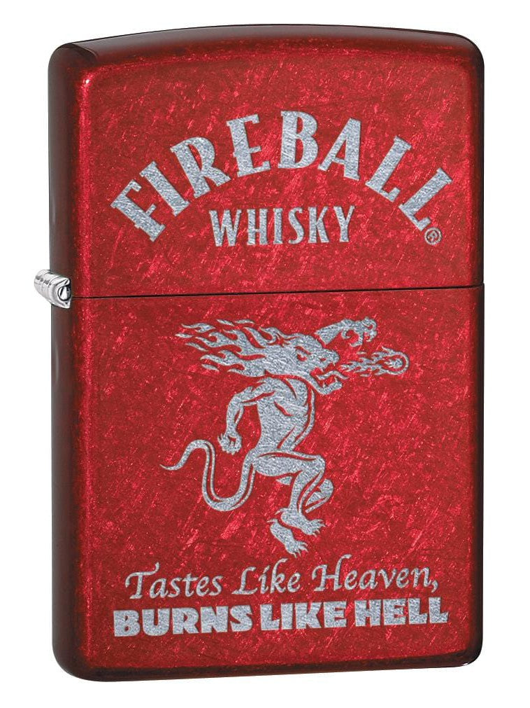 Zippo Lighter: Fireball Whisky Logo, Engraved - Candy Apple Red 80037 (2029568458867)