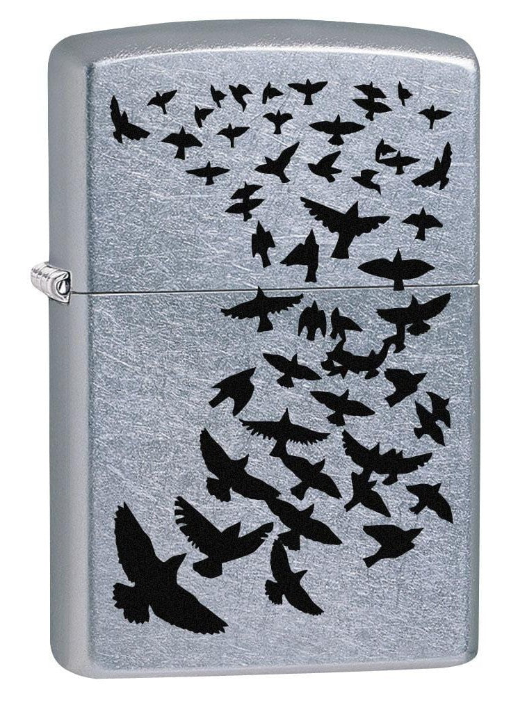 Zippo Lighter: Black Birds Flying - Street Chrome 80208 (2029570424947)