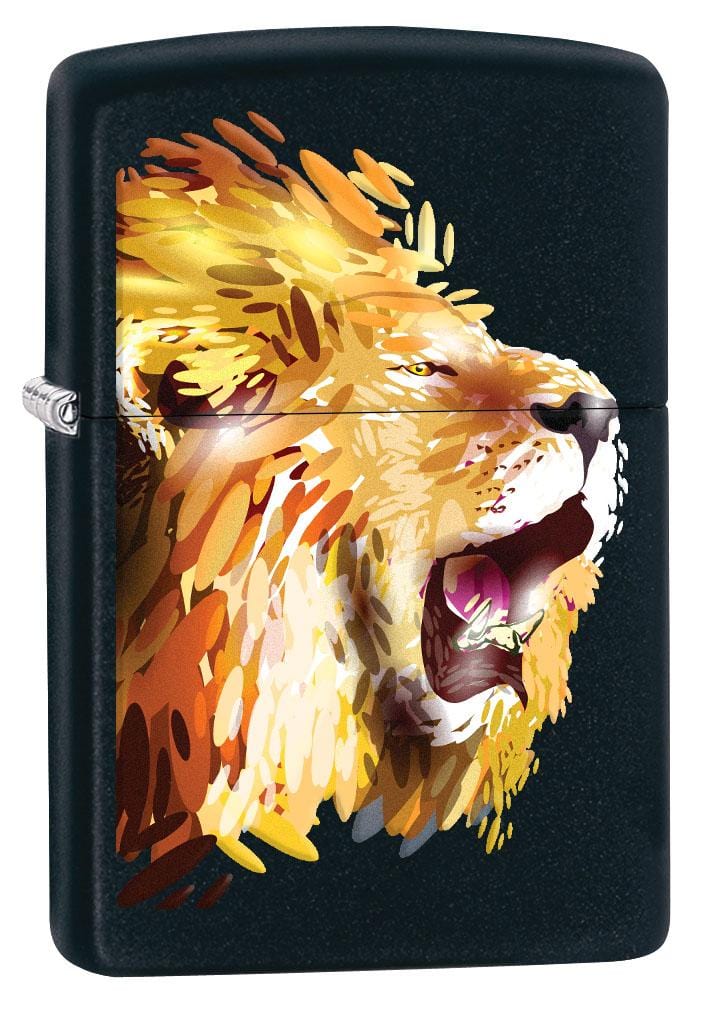 Zippo Lighter: Fierce Lion - Black Matte 80223 (2029570588787)