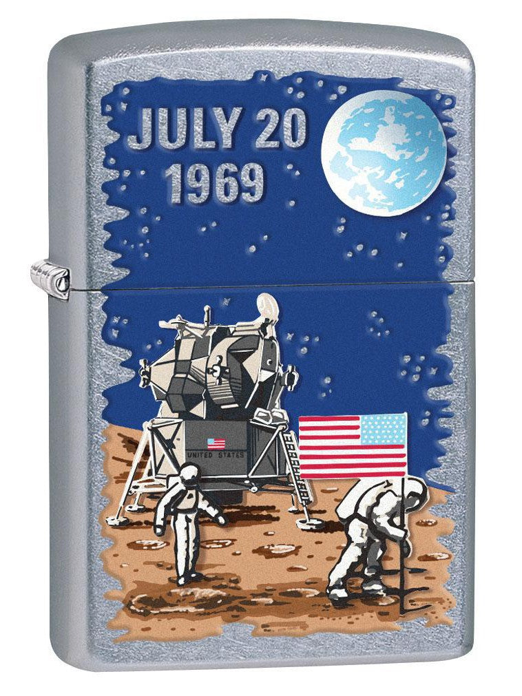 Zippo Lighter: Moon Landing July 20, 1969 - Street Chrome 80418 (4269195657331)