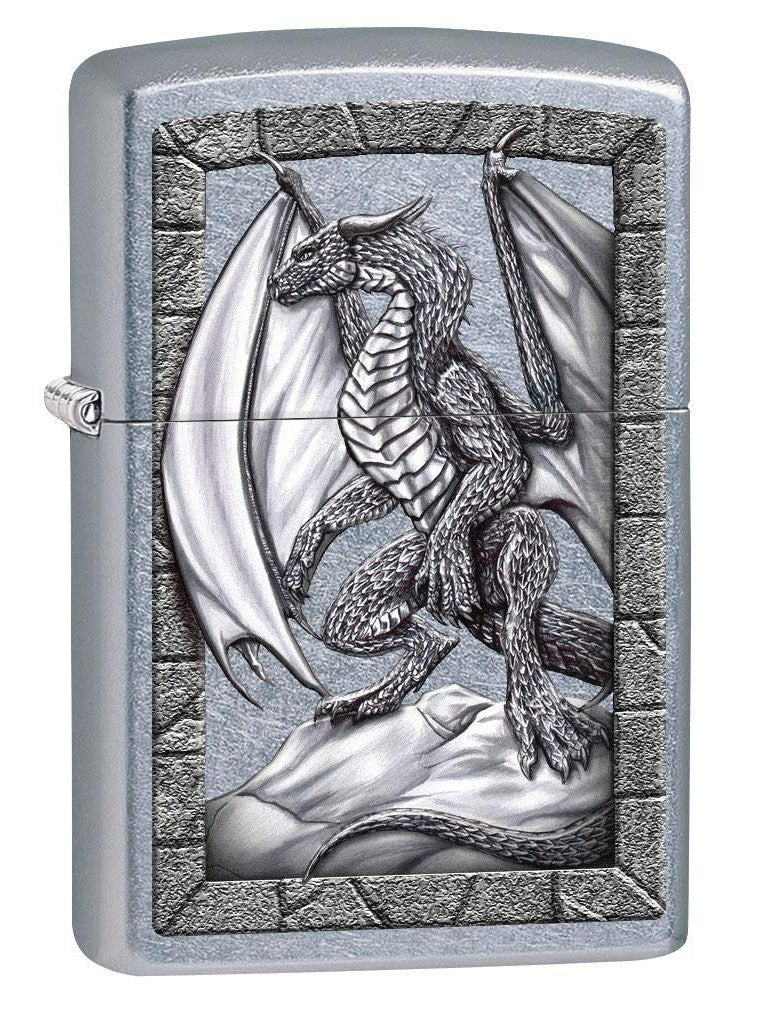 Zippo Lighter: Dragon on Rock - Street Chrome 80433 (4269195821171)