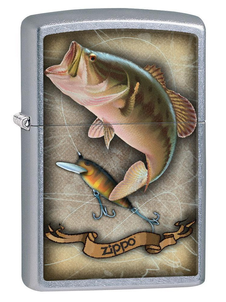 Zippo Lighter: Bass Fishing with Lure - Street Chrome 80472 (4269196312691)