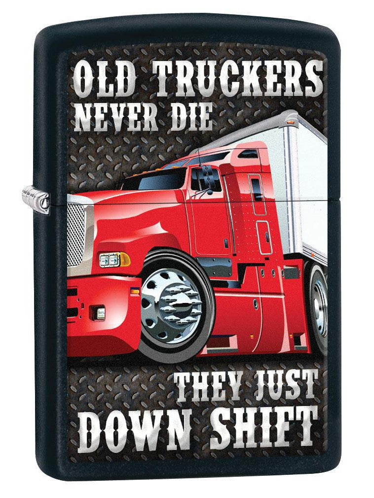 Zippo Lighter: Old Truckers Never Die - Black Matte 80538 (4269196968051)