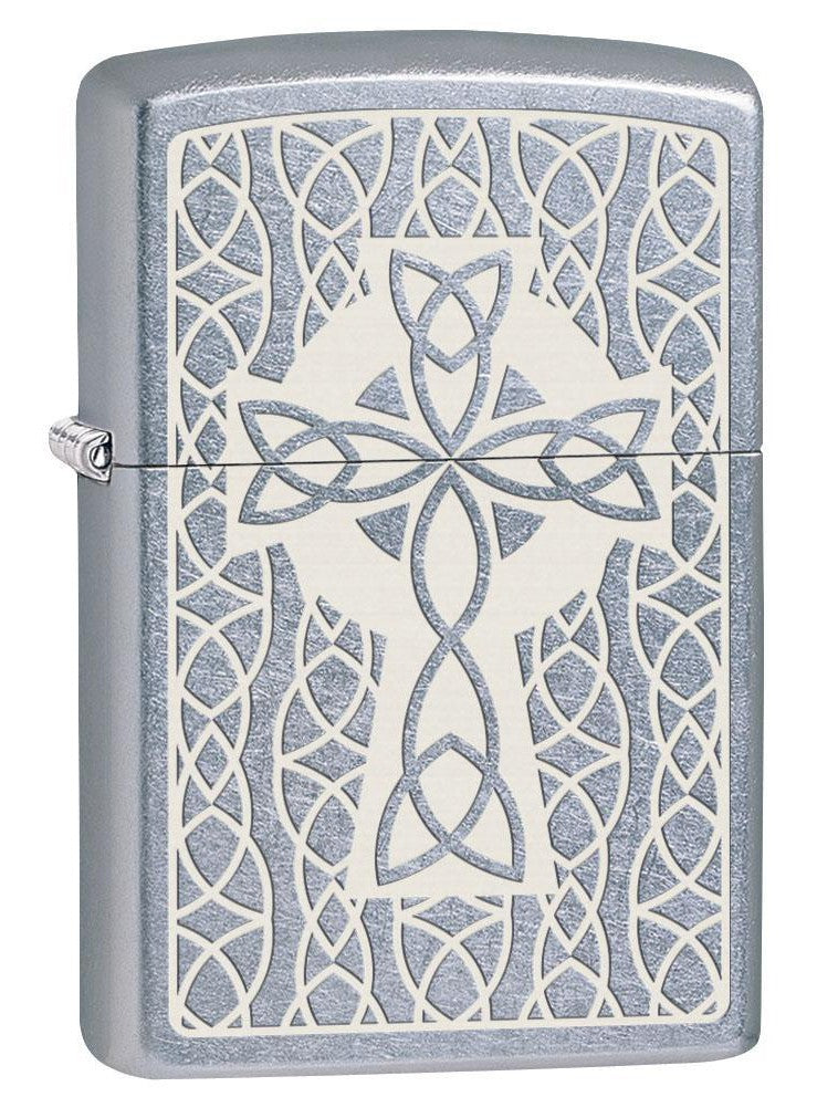Zippo Lighter: Celtic Cross Engraved - Street Chrome 80634 (4269198147699)