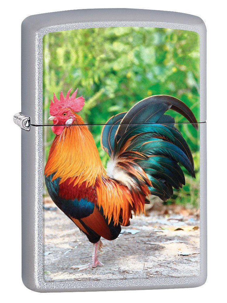Zippo Lighter: Colorful Rooster - Satin Chrome 80697